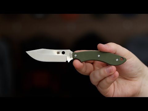 Spyderco Sjoerd Stok Bowie Fixed Blade Knife Satin Plain Blade OD Green G10 Handles #FB49GPOD