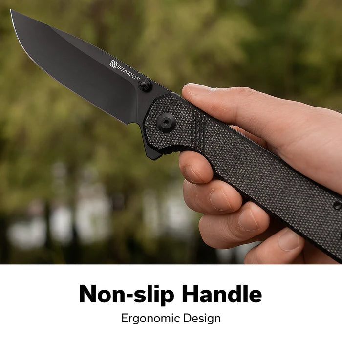SENCUT Aetheris Flipper & Thumb Stud Knife Micarta Handle #S24095-3