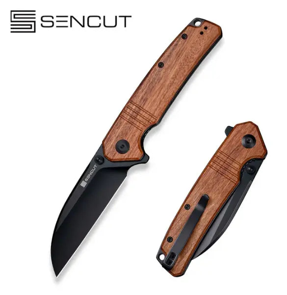 SENCUT Awassi Flipper & Thumb Stud Knife Wood Handle #S24065-3