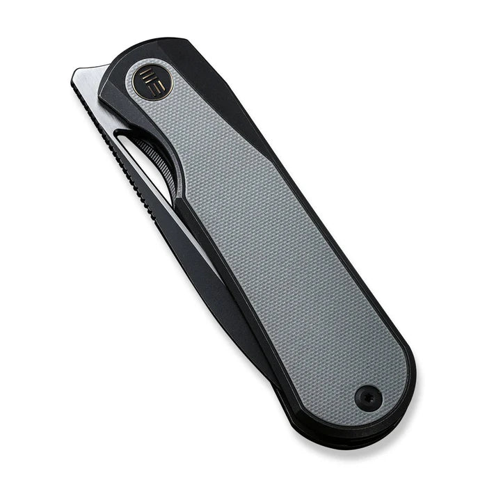 WEKNIFE Baloo Mystery Box Front Flipper & Thumb Hole Knife Black Titanium Handle With Gray G10 Inlay #WE21033-1 MB