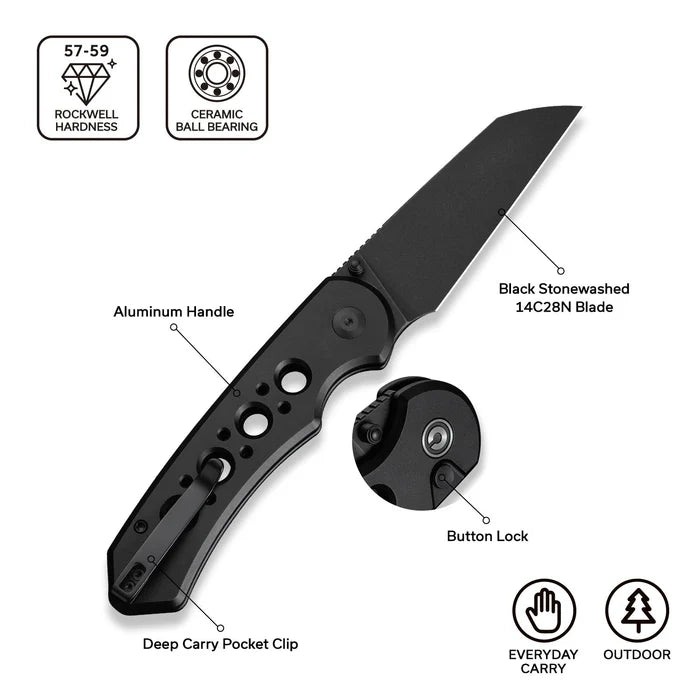 CIVIVI Pragma Prime Thumb Stud & Button Lock Knife Aluminum Handle #C24067-1