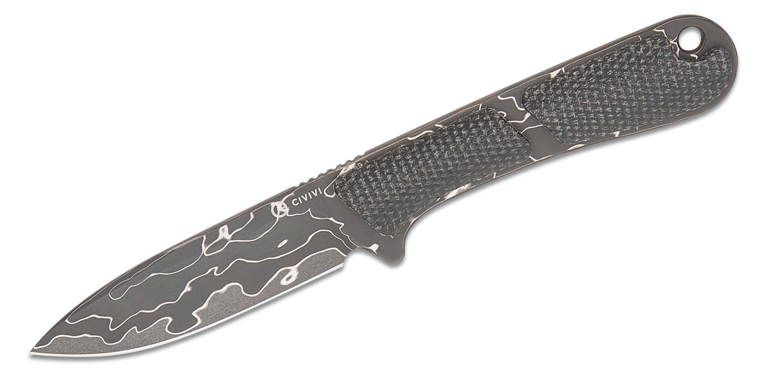 CIVIVI KNIVES MINI ELEMENTUM FIXED BLADE DAMASCUS #C23010-DS1