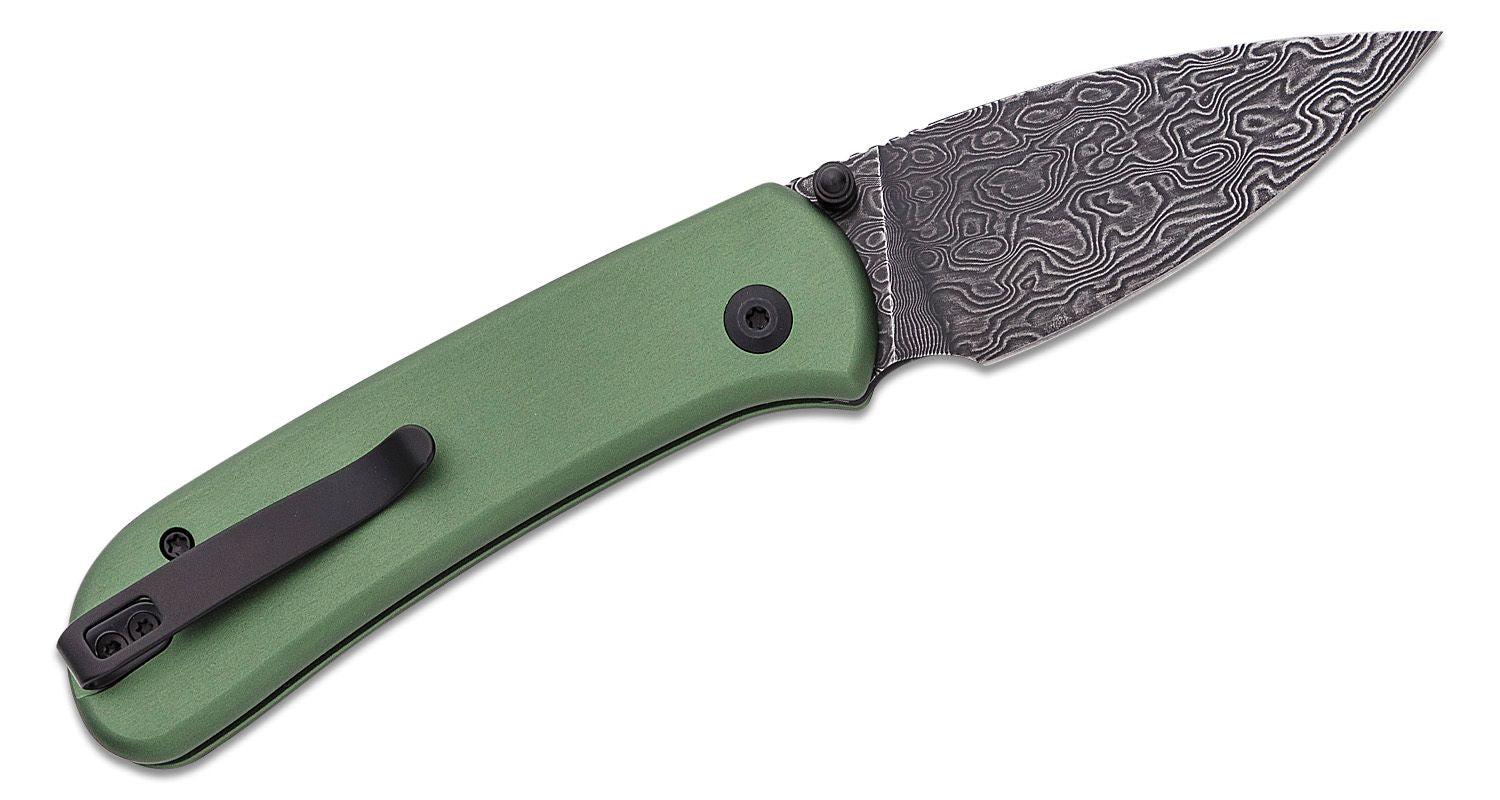 CIVIVI Qubit Damascus Folding Knife - Green #C22030E-DS1