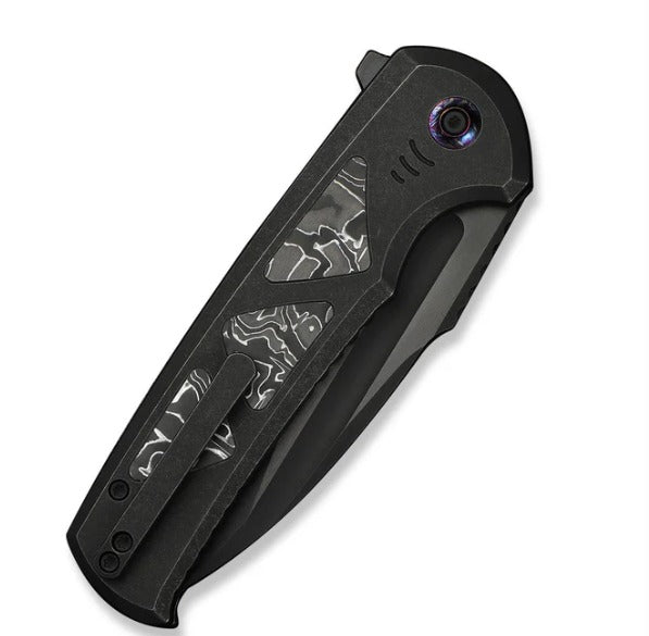 WEKNIFE Sylox Flipper & Button Lock Knife Titanium & Carbon Fiber Handle #WE24027-1