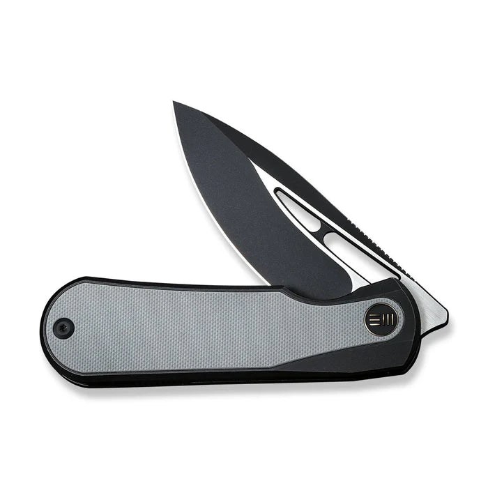 WEKNIFE Baloo Mystery Box Front Flipper & Thumb Hole Knife Black Titanium Handle With Gray G10 Inlay #WE21033-1 MB