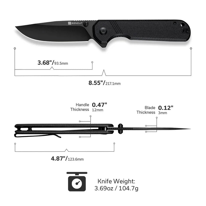 SENCUT Aetheris Flipper & Thumb Stud Knife Micarta Handle #S24095-3