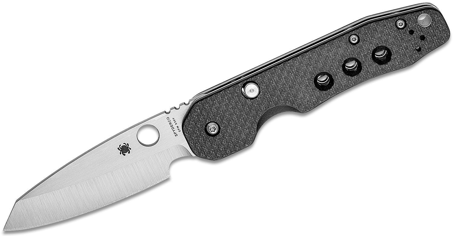 Spyderco Kevin Smock Folding S30V Satin Plain Blade Carbon Fiber/G10 Laminate Handles Compression Lock #C240CFP