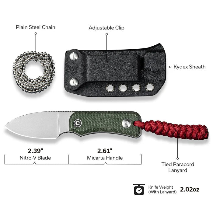 CIVIVI Baby Banter Fixed Blade Knife Micarta Handle #C23045-2