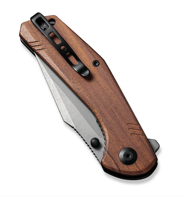 SENCUT Actium Flipper & Thumb Stud Knife Wood Handle #SA02F