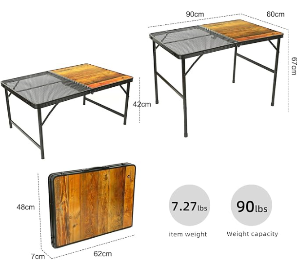 FOLDABLE WOOD TABLE AND NET PLATE  SIZE 60*90