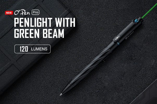 Olight O'pen Glow Pen with Integrated LED Flashlight and Charging Base 120 - lumens