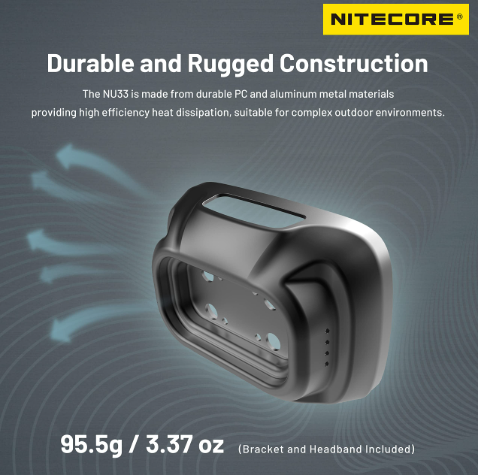 Nitecore NU33 Headlamp 700LM USB Rechargeable Secondary Red LED