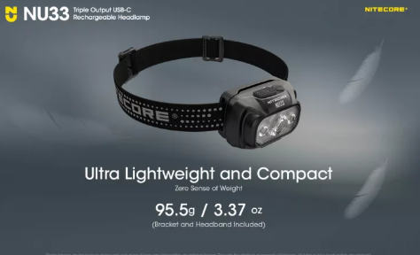 Nitecore NU33 Headlamp 700LM USB Rechargeable Secondary Red LED