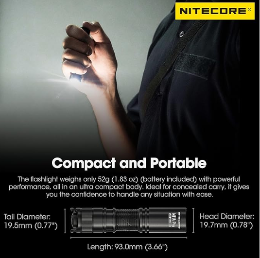 Nitecore MT1A Pro 800 Lumen High Output Compact Rechargeable AA Flashlight Tag