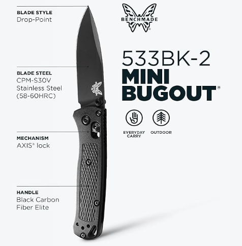 Benchmade Mini Bugout CF-Elite AXIS Folding Knife #533BK-2