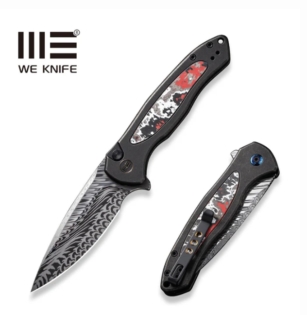 WEKNIFE Button Lock Kitefin Flipper Knife Titanium & FatCarbon Fiber Handle #WE19002N-DS1