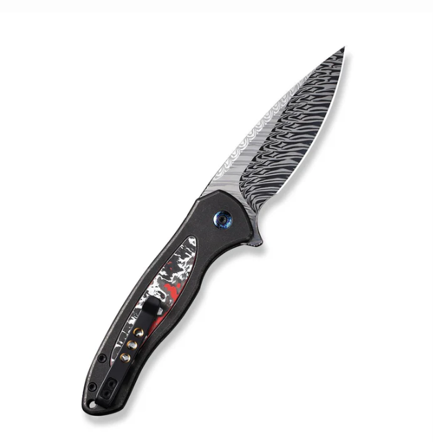 WEKNIFE Button Lock Kitefin Flipper Knife Titanium & FatCarbon Fiber Handle #WE19002N-DS1