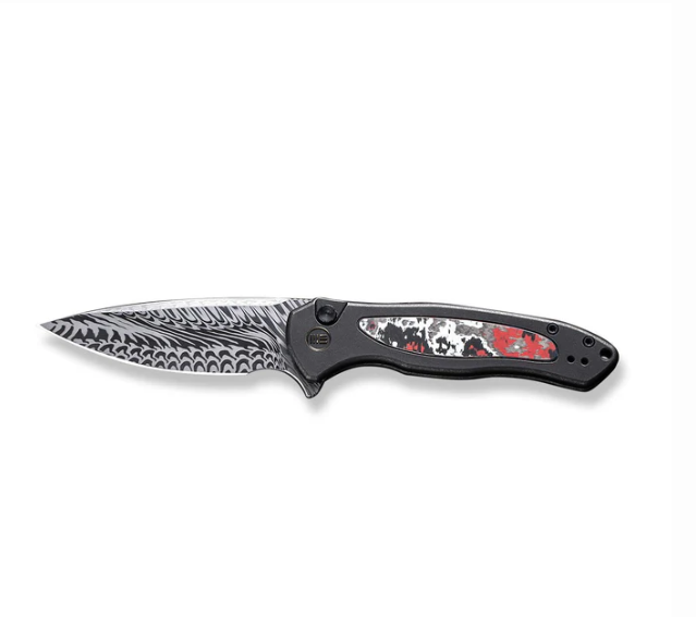 WEKNIFE Button Lock Kitefin Flipper Knife Titanium & FatCarbon Fiber Handle #WE19002N-DS1