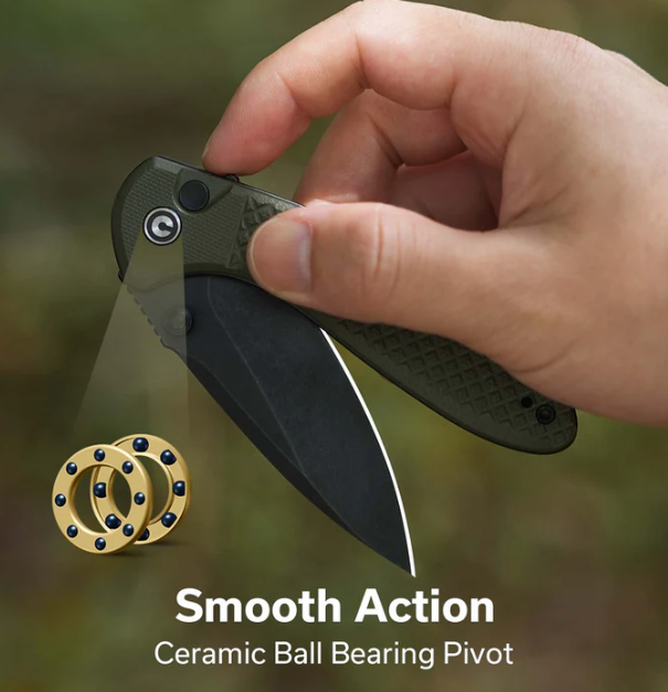 CIVIVI Faeger Flipper & Thumb Stud & Button Lock Knife Milled OD Green G10 Handle #C24031-2