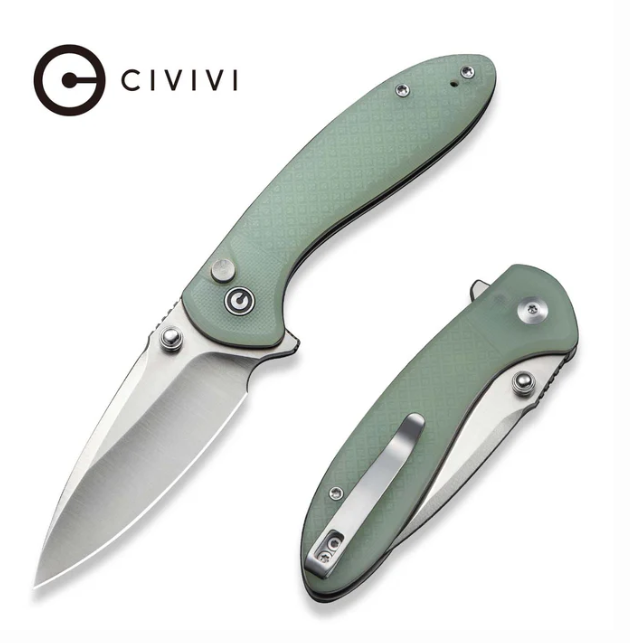 CIVIVI Faeger Flipper & Thumb Stud & Button Lock Knife Milled Natural G10 Handle #C24031-3