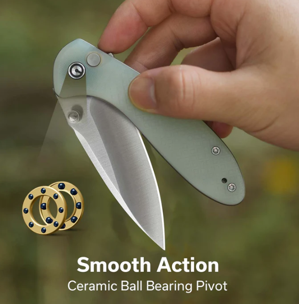 CIVIVI Faeger Flipper & Thumb Stud & Button Lock Knife Milled Natural G10 Handle #C24031-3