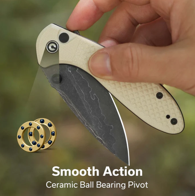 CIVIVI Faeger Flipper & Thumb Stud & Button Lock Knife Milled Ivory G10 Handle #C24031-DS1
