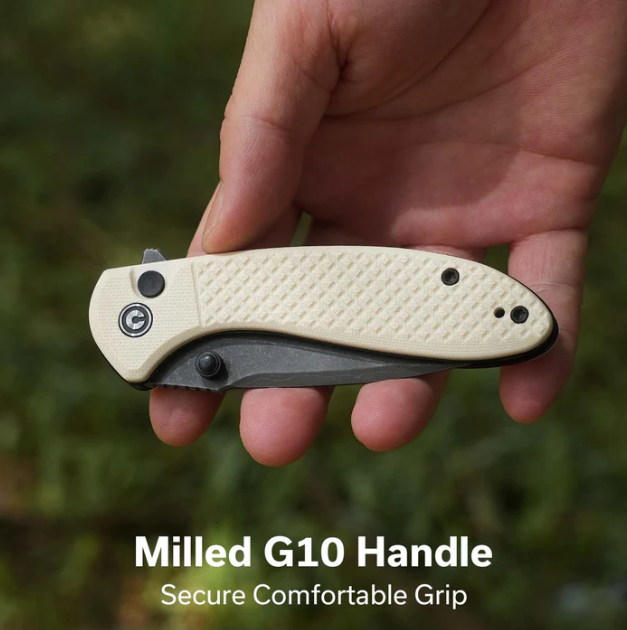 CIVIVI Faeger Flipper & Thumb Stud & Button Lock Knife Milled Ivory G10 Handle #C24031-DS1
