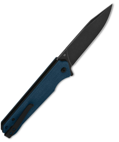 Mamba V2 Liner lock, D2 black Stonewashed, Blue micarta #QS111-H2