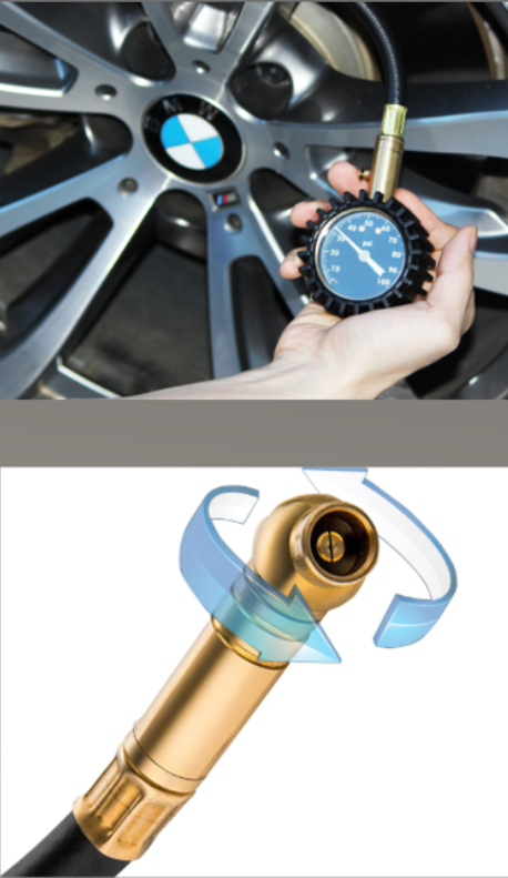 مقياس هواء وتنسيم الاطارات مع شنطة من الحر