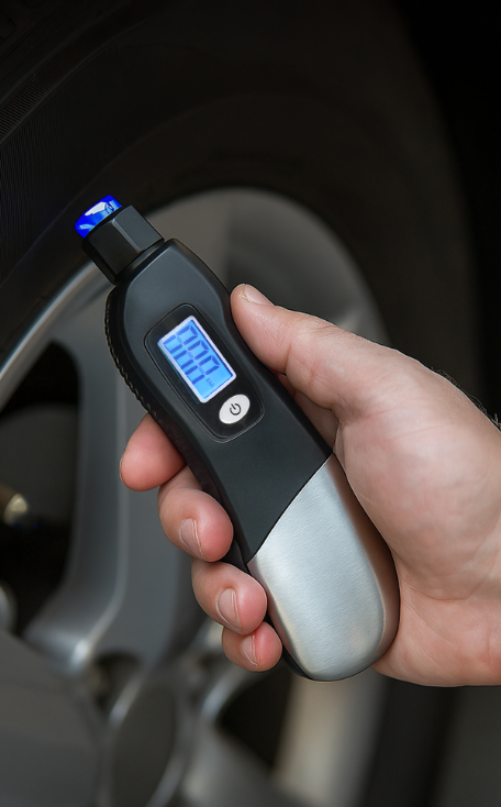 مقياس ضغط الاطارات مع ادوات الطوارئ مع شنطة للحفظ من الحر