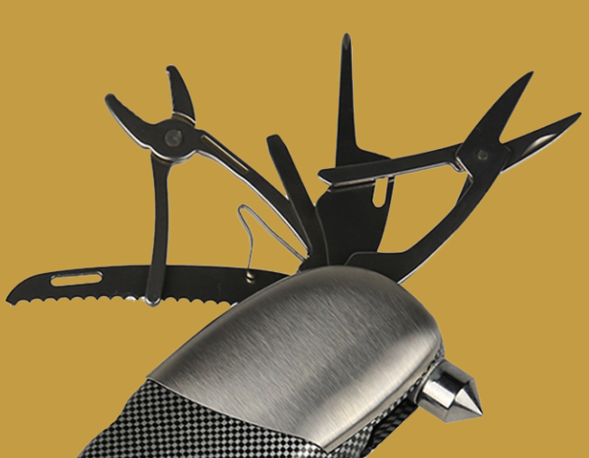 مقياس ضغط الاطارات مع ادوات الطوارئ مع شنطة للحفظ من الحر