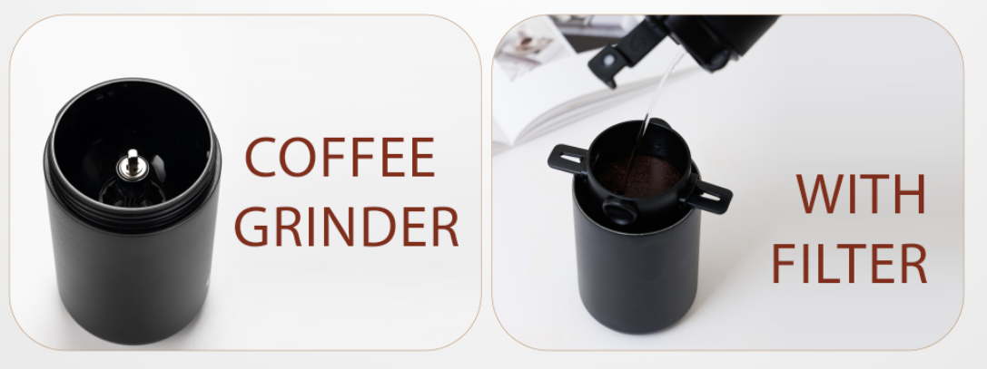 صانعة القهوة المختصة المحمولة من الحر (مطحنة و فلتر تقطير)