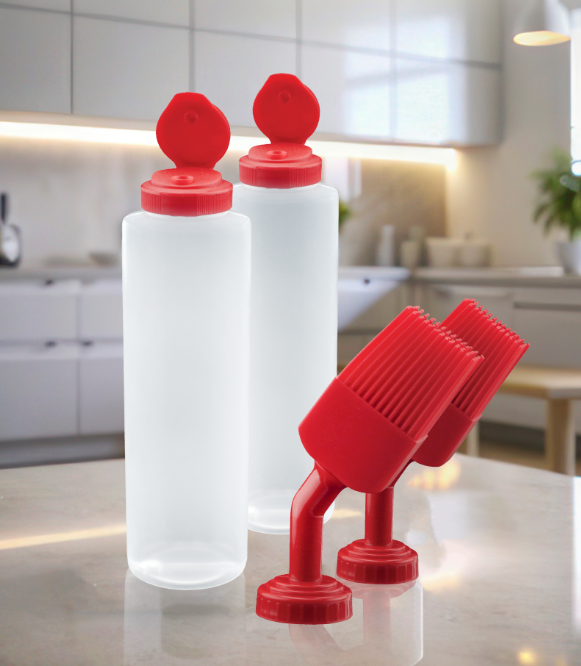 عبوة وفرشاة الدهن خاص بالاطعمة من الحر عدد 2 حبة