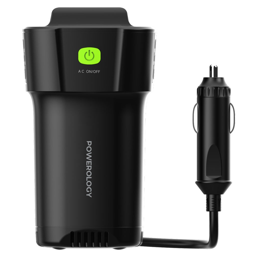 Powerology 150W Inverter AC Universal USB A 2*type C DC Car 12V10A #P150INVBK