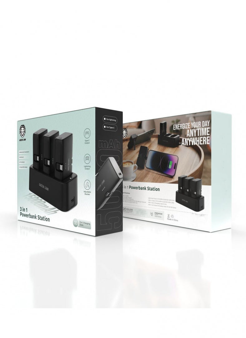 Green Lion 3 In 1 Power Bank Station #GN3IN1PB5KBK