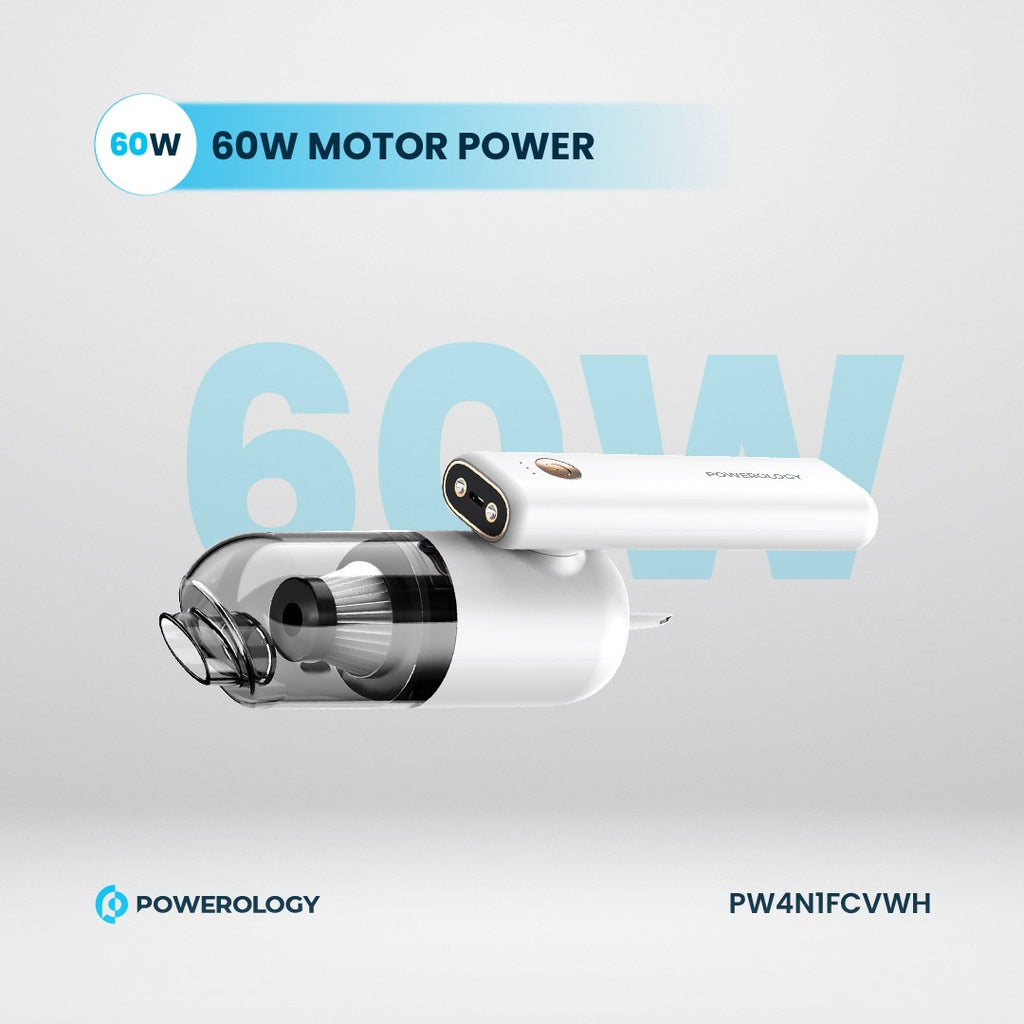 Powerology 4in1 180° Foldable Car Vaccum Cleaner #PW4N1FCVWH