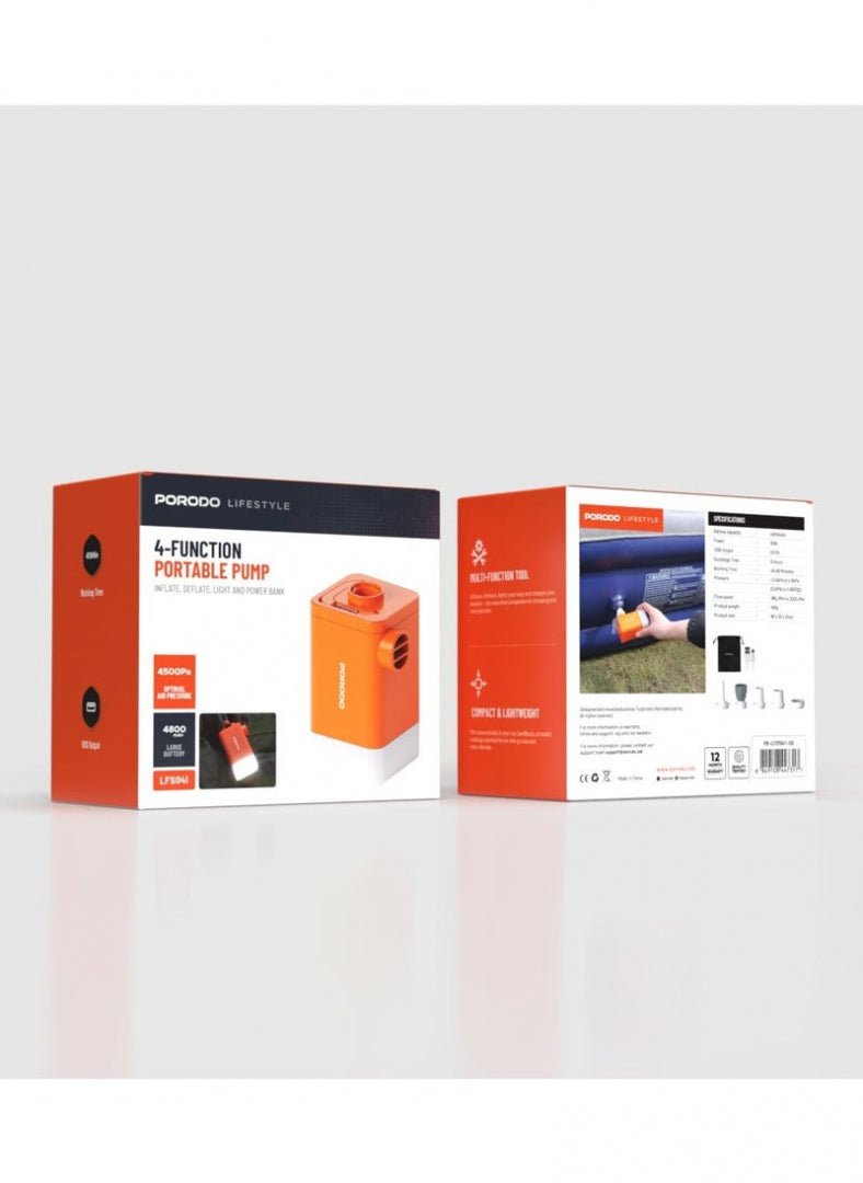 Porodo Lifestyle Camping Inflate and Deflate Air Pump with Light #PD-LFST041-OG