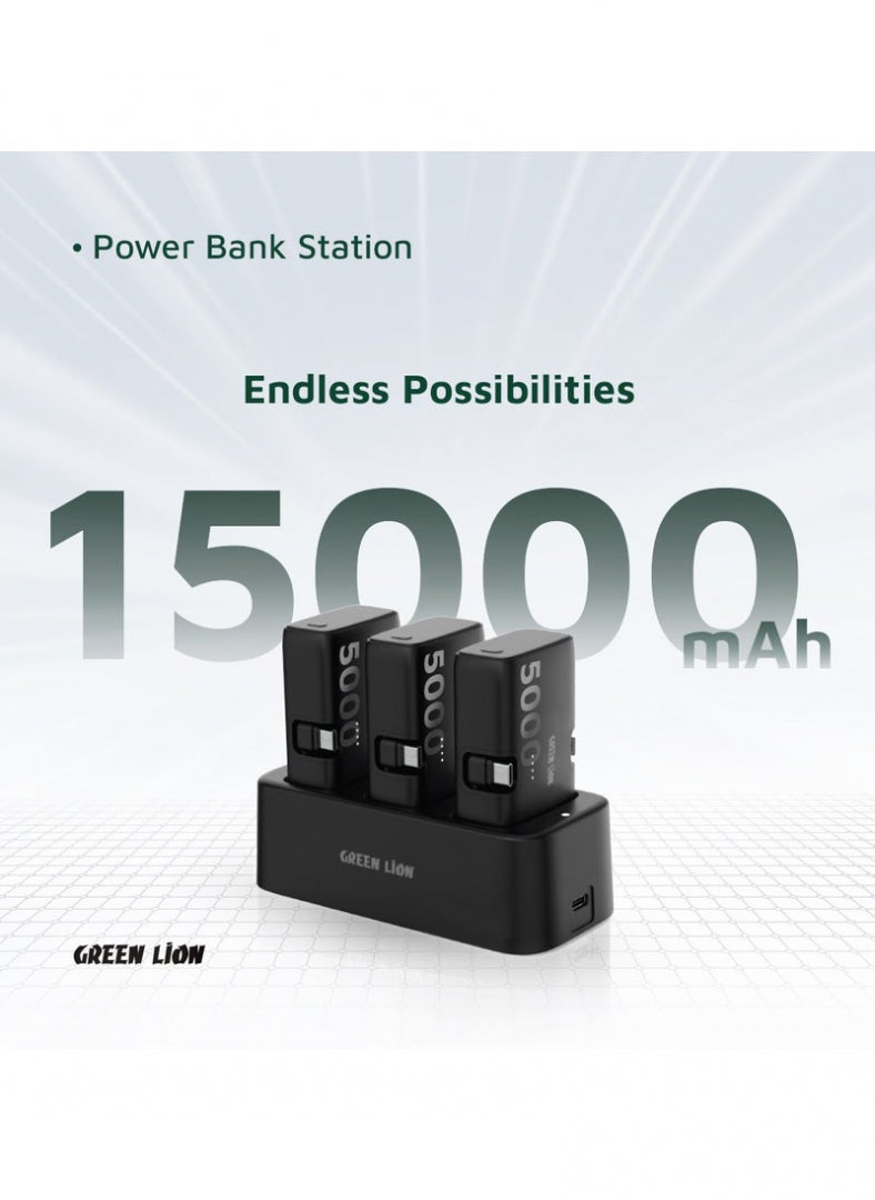 Green Lion 3 In 1 Power Bank Station #GN3IN1PB5KBK