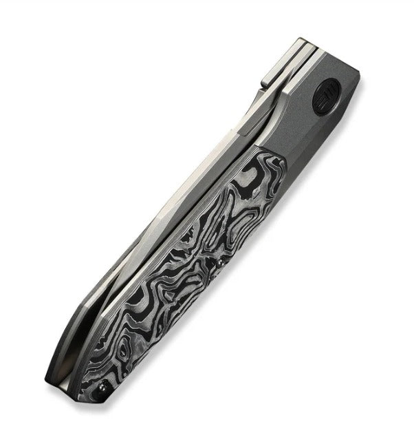 WEKNIFE Brr15 Flipper Knife Gray Titanium Handle With Aluminum Foil Carbon Fiber Inlay #WE24007-2