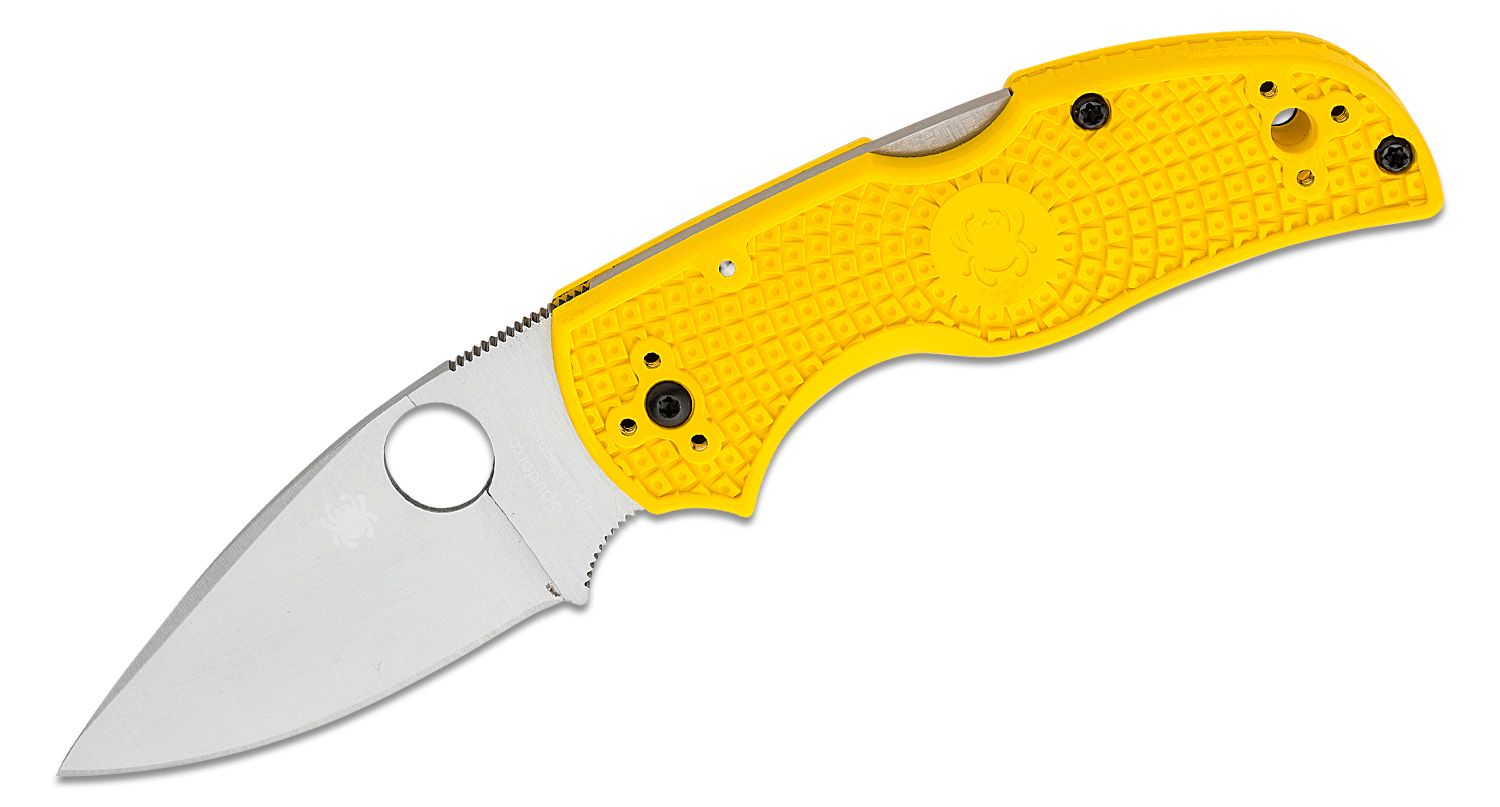 Spyderco Native 5 Salt Folding Knife CPM-MagnaCut Satin Plain Blade, Yellow FRN Handles Lockback #C41PYL5