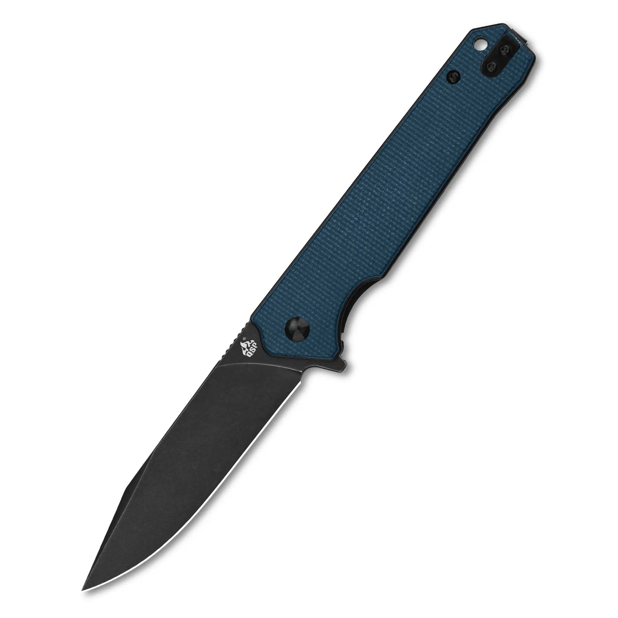 Mamba V2 Liner lock, D2 black Stonewashed, Blue micarta #QS111-H2