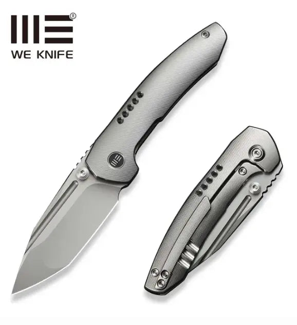 WEKNIFE Micro Trogon Thumb Stud Knife Satin Polished Titanium Handle #WE24043-2