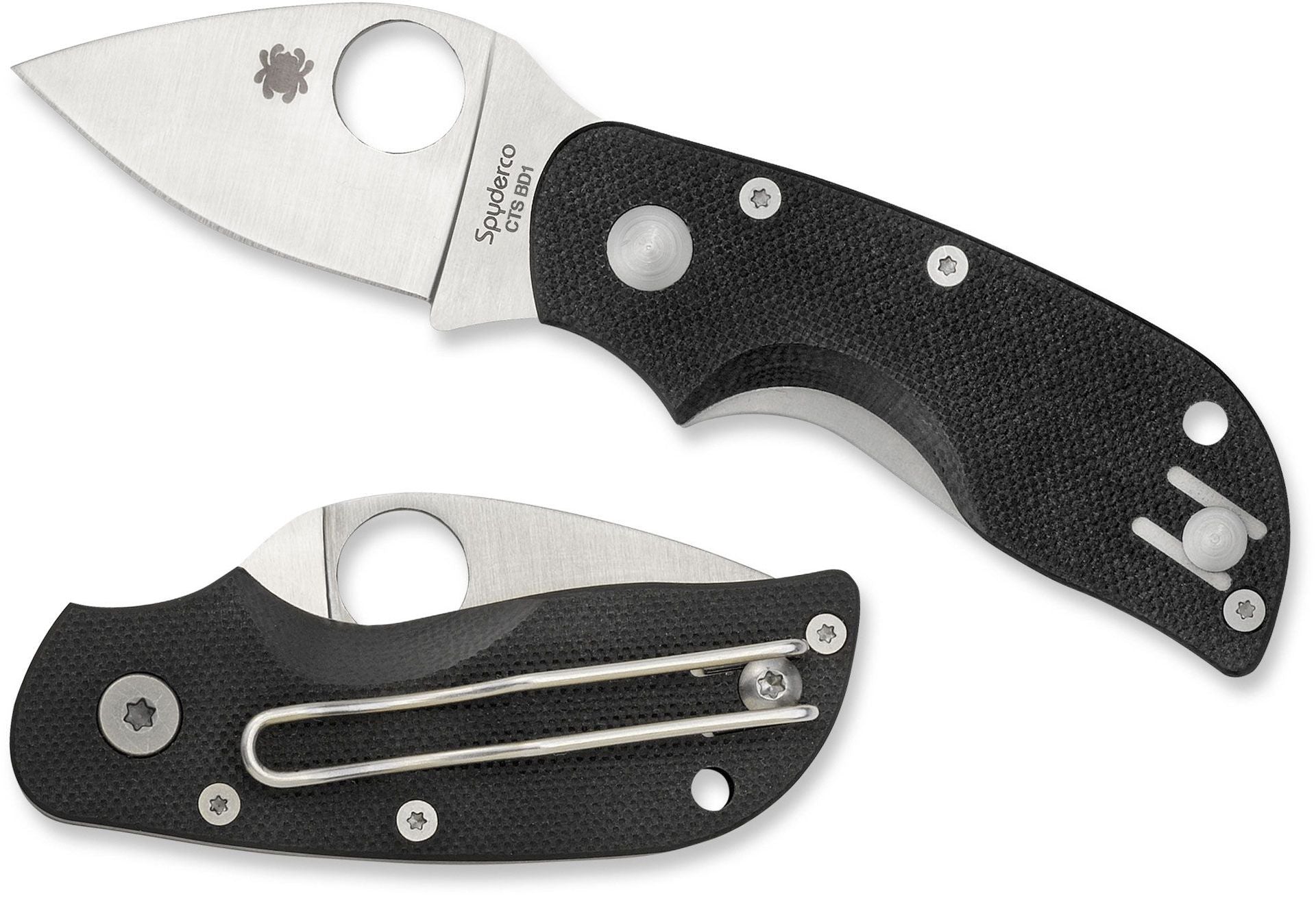 Spyderco Chicago CTS-BD1N Satin Plain Blade, Black G10 Handles, Liner Lock #C130GP