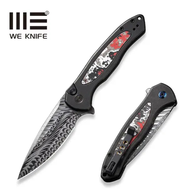 WEKNIFE Button Lock Kitefin Flipper Knife Titanium & FatCarbon Fiber Handle #WE19002N-DS1