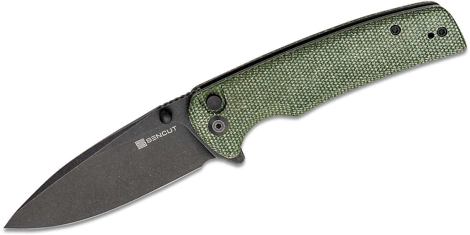 SENCUT Sachse Flipper Knife - Green Micarta #S21007-2