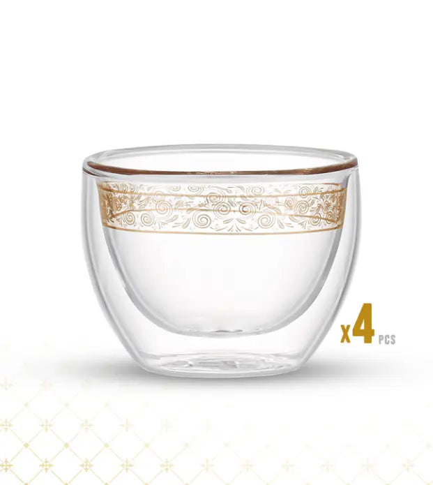 طقم البيان للفناجيل الزجاجية المزدوجة للقهوة من الحر عدد 4 كوب