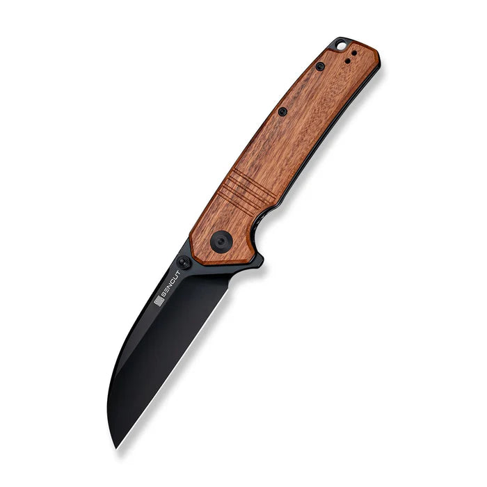 SENCUT Awassi Flipper & Thumb Stud Knife Wood Handle #S24065-3