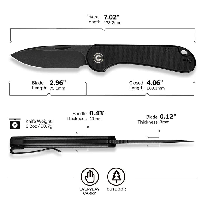 CIVIVI Elementum Slip Joint Knife G10 Handle #C18062AJ-1