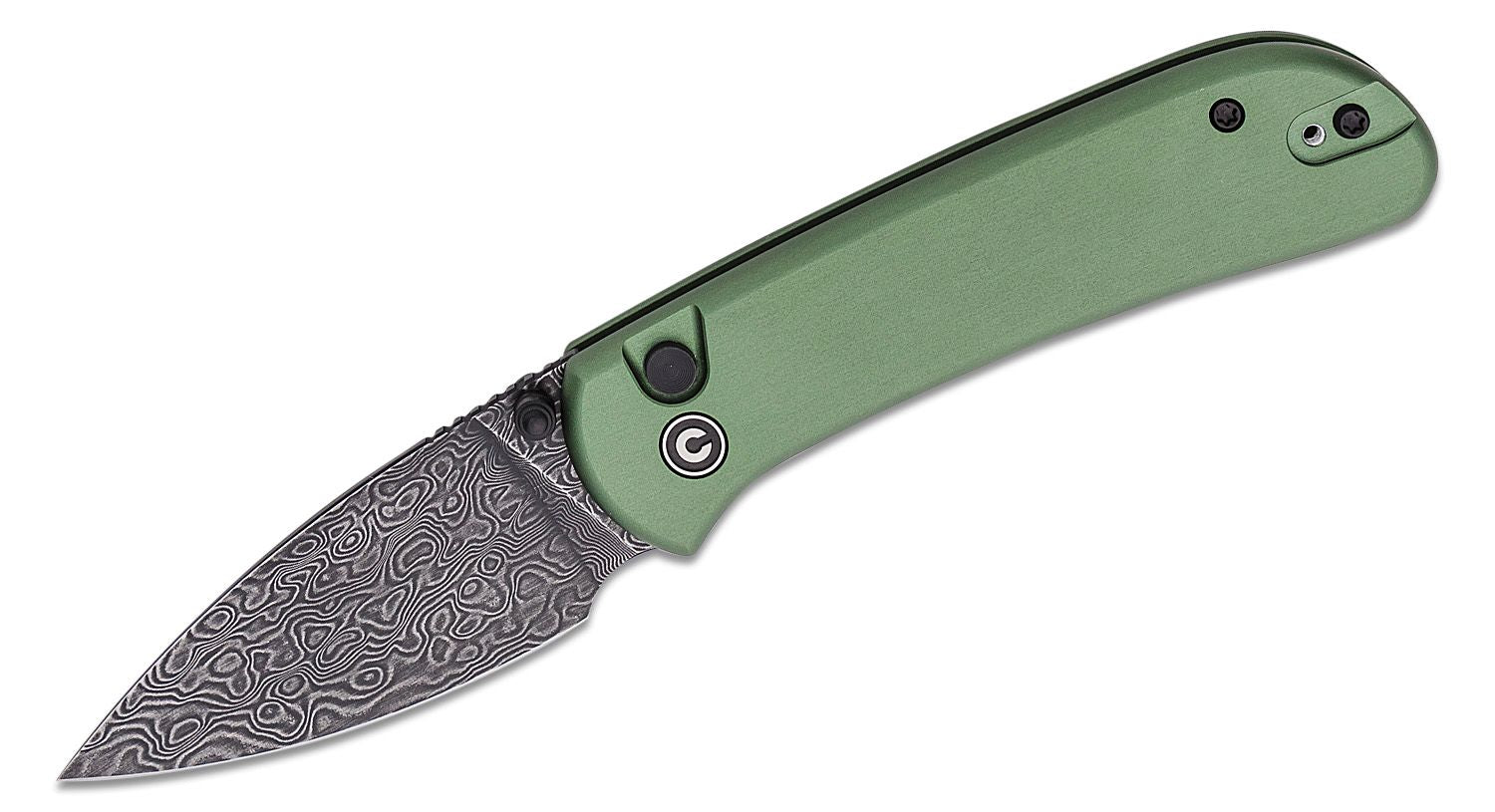 CIVIVI Qubit Damascus Folding Knife - Green #C22030E-DS1