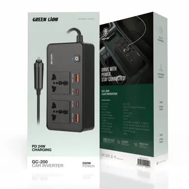 Green Lion GC-200 Car Inverter - Black